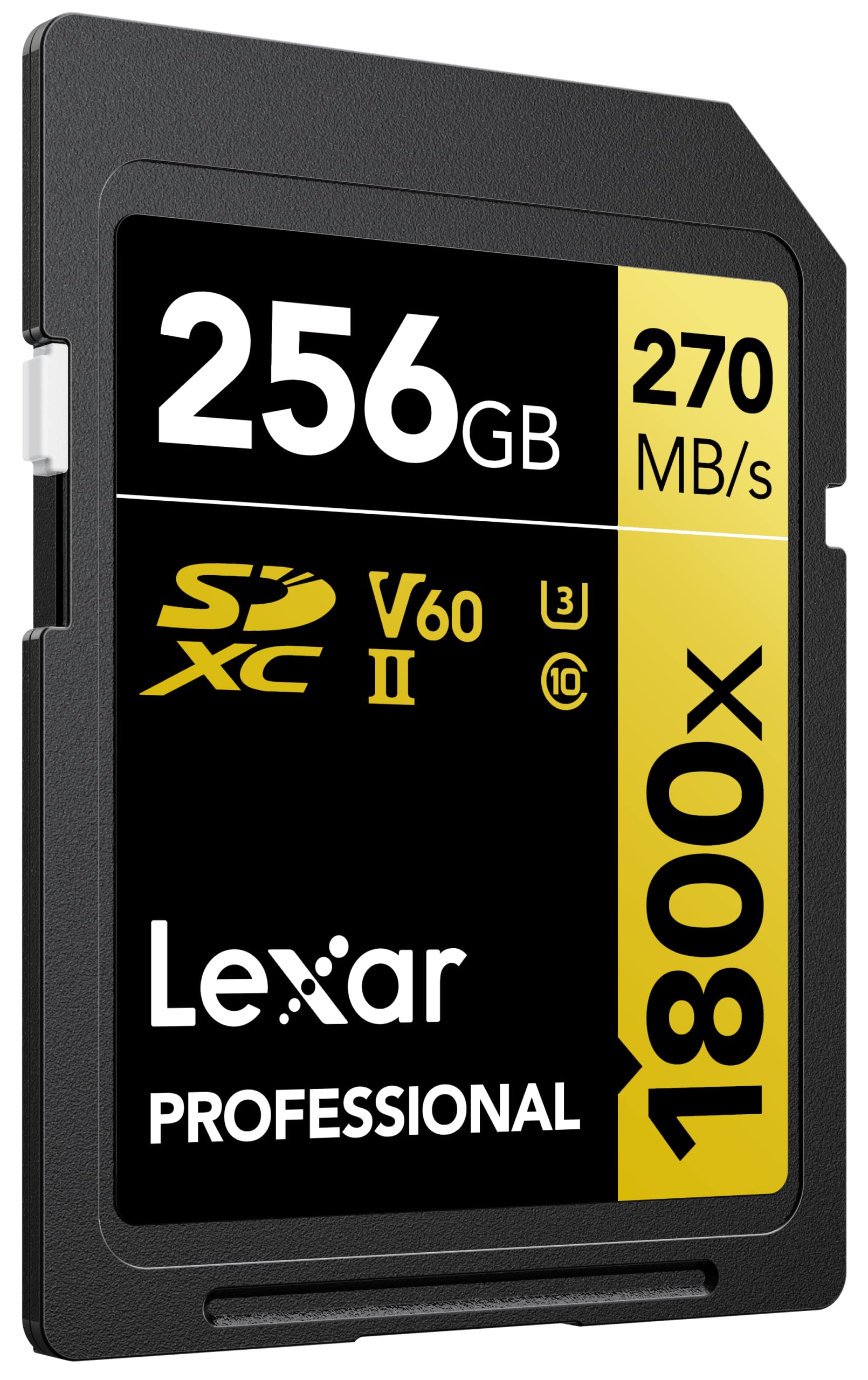 Lexar SDXC Professional 256 GB 1800x UHS-II Gold Series klasa 10, U3, V60, do nagrywania wideo 4K, czarny