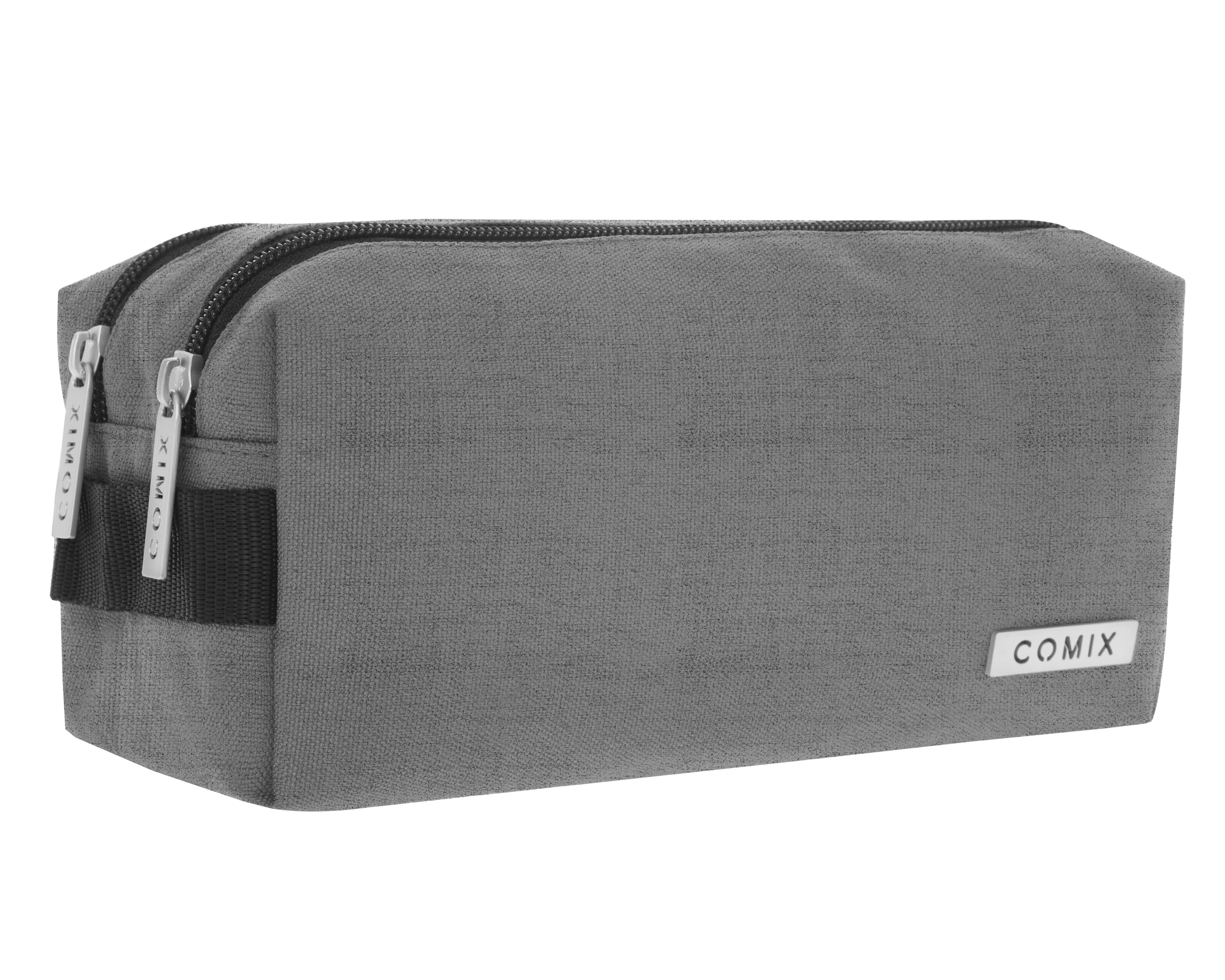 Comix - School Pencil Case, 2 Zip Pencil Case for Children and Teenagers, Ideal for Storing School Stationery, with Practical Zip Closure and Metal Logo, 22 x 10H x 10 cm, Grau, 22 x 10 x 10 cm
