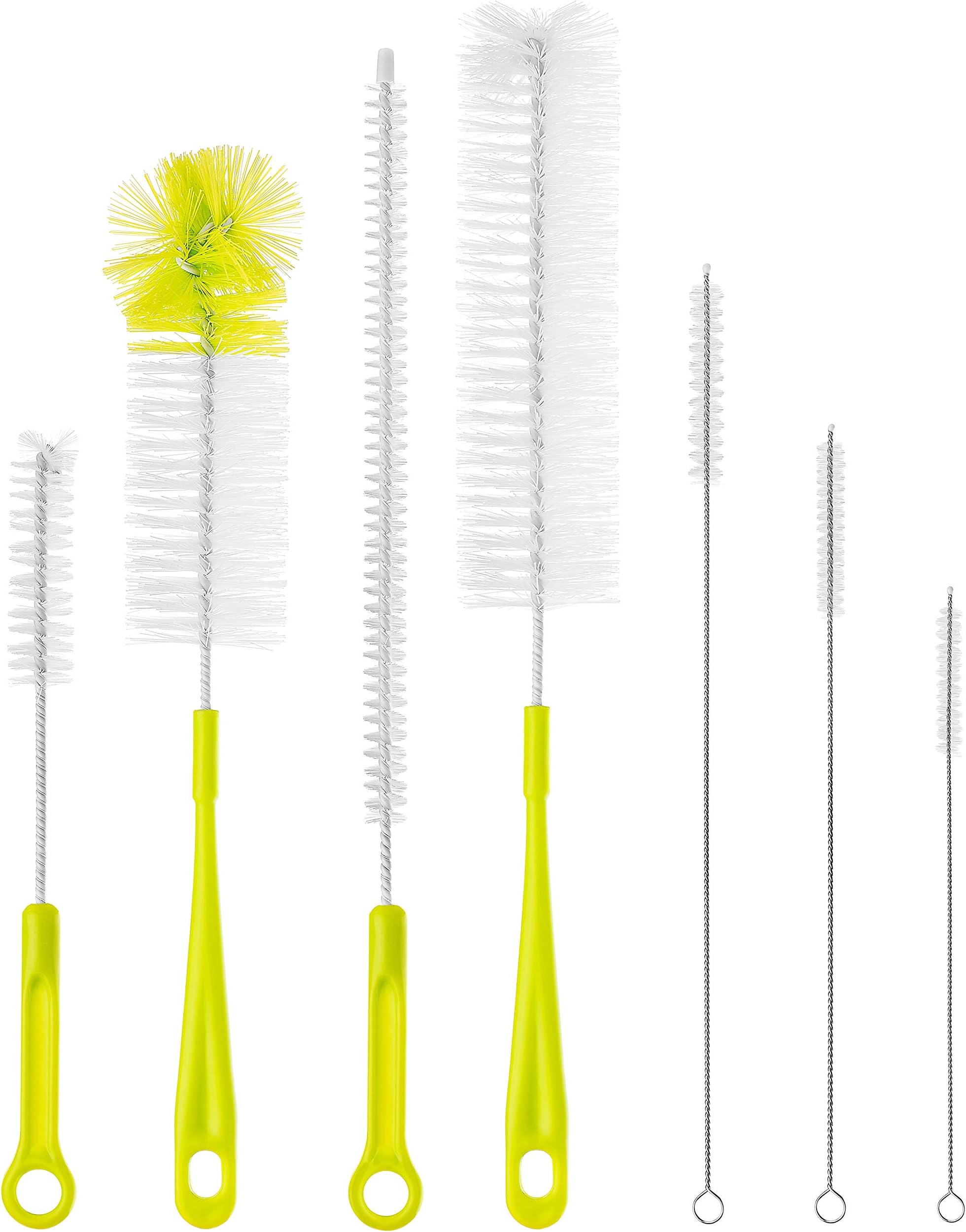 CleanKind 7-Piece Multi-Purpose Versatile Cleaning Brush Set | Clean Inside Bottles & Straws | Durable & Non-Scratch Bristles | Long and Flexible