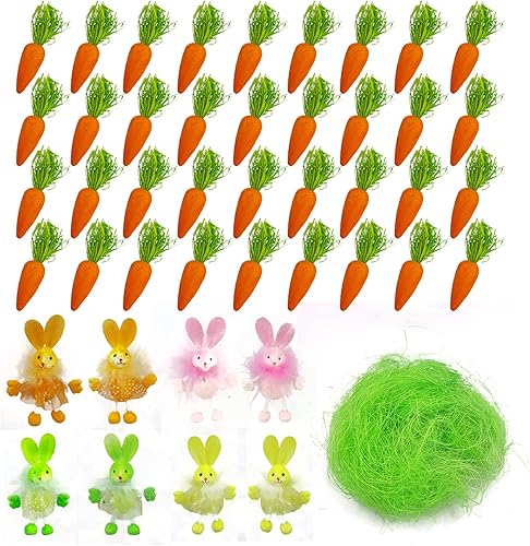 DearSun Decoración de Pascua con diseño de zanahoria, bonito conejito de sisal verde natural, Pascua, material de bricolaje disponible en Yaxa Colombia