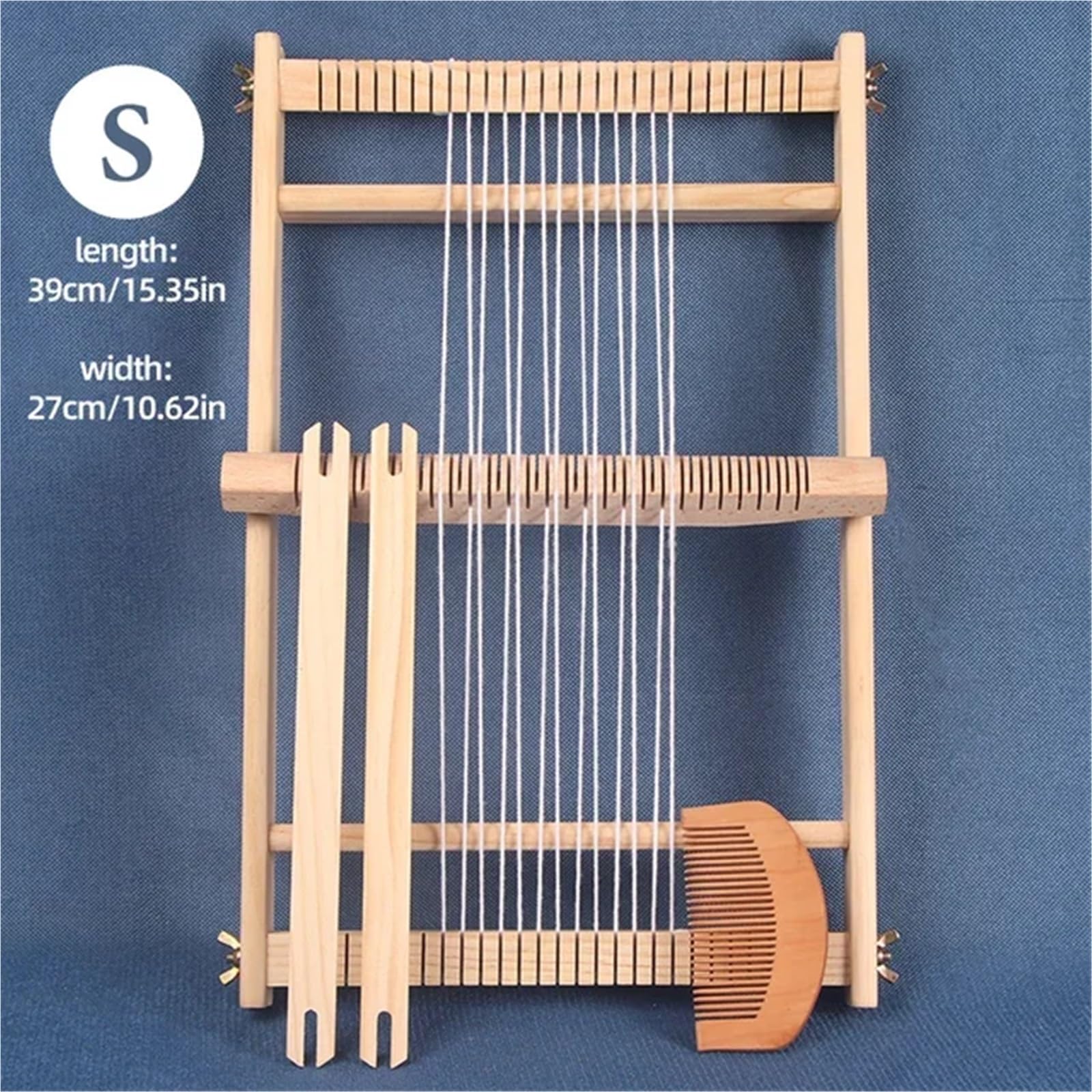 Strickliesel Erwachsene Multi-Craft-Webstuhl aus Holz, 19,6" L x 15,3" B, Kettrahmen-Webstuhl, Heddle Bar for Webbrett-Weber-Tapisserie-Anfänger(Loom-S)