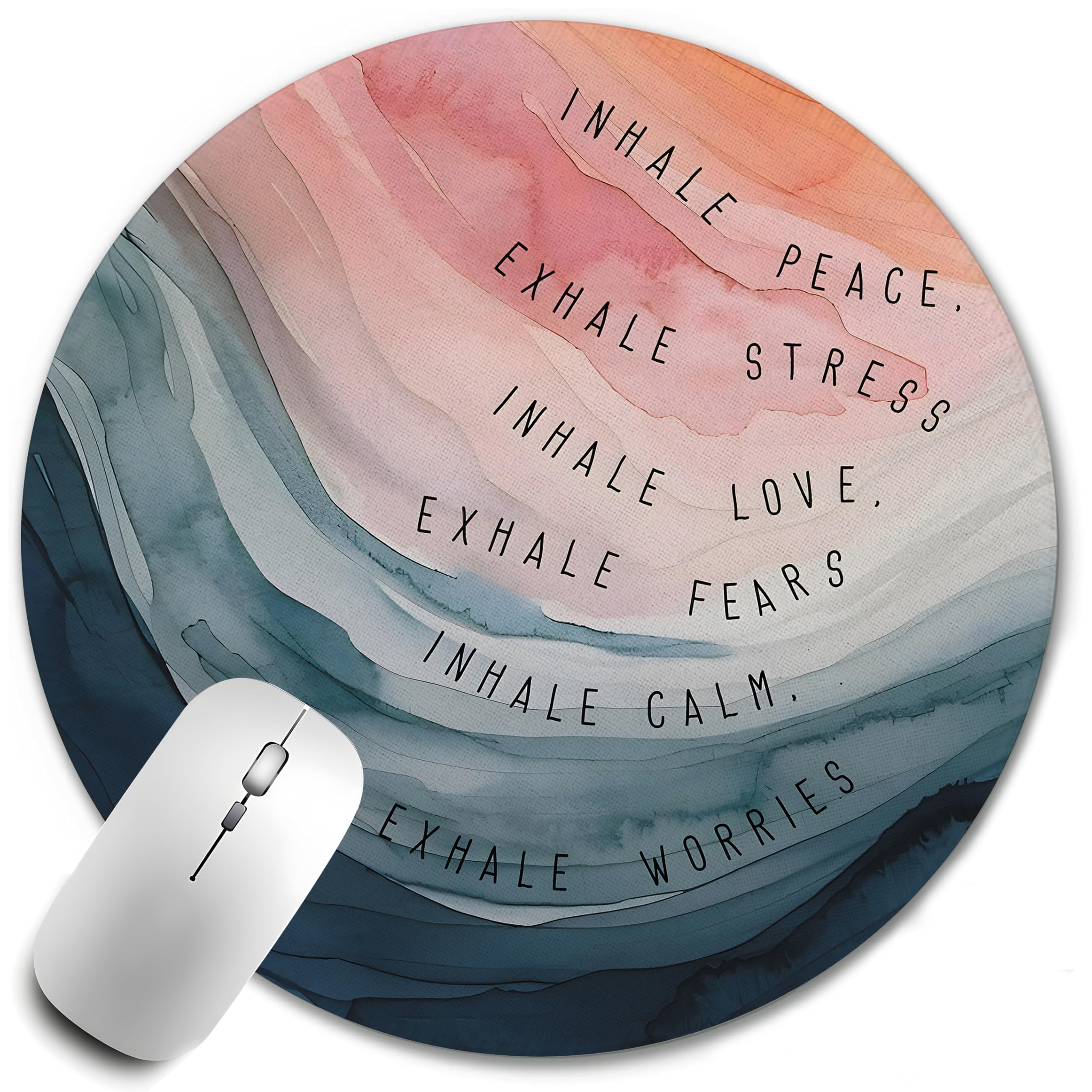 WOOGCHEIR Inspirational Mouse Pad ，Calming Ocean Theme Mousepad Mouse Mat with Non-Slip Rubber Base for Home Office Desk Accessories,Aesthetic Office Supplies,7.9x7.9 Inch