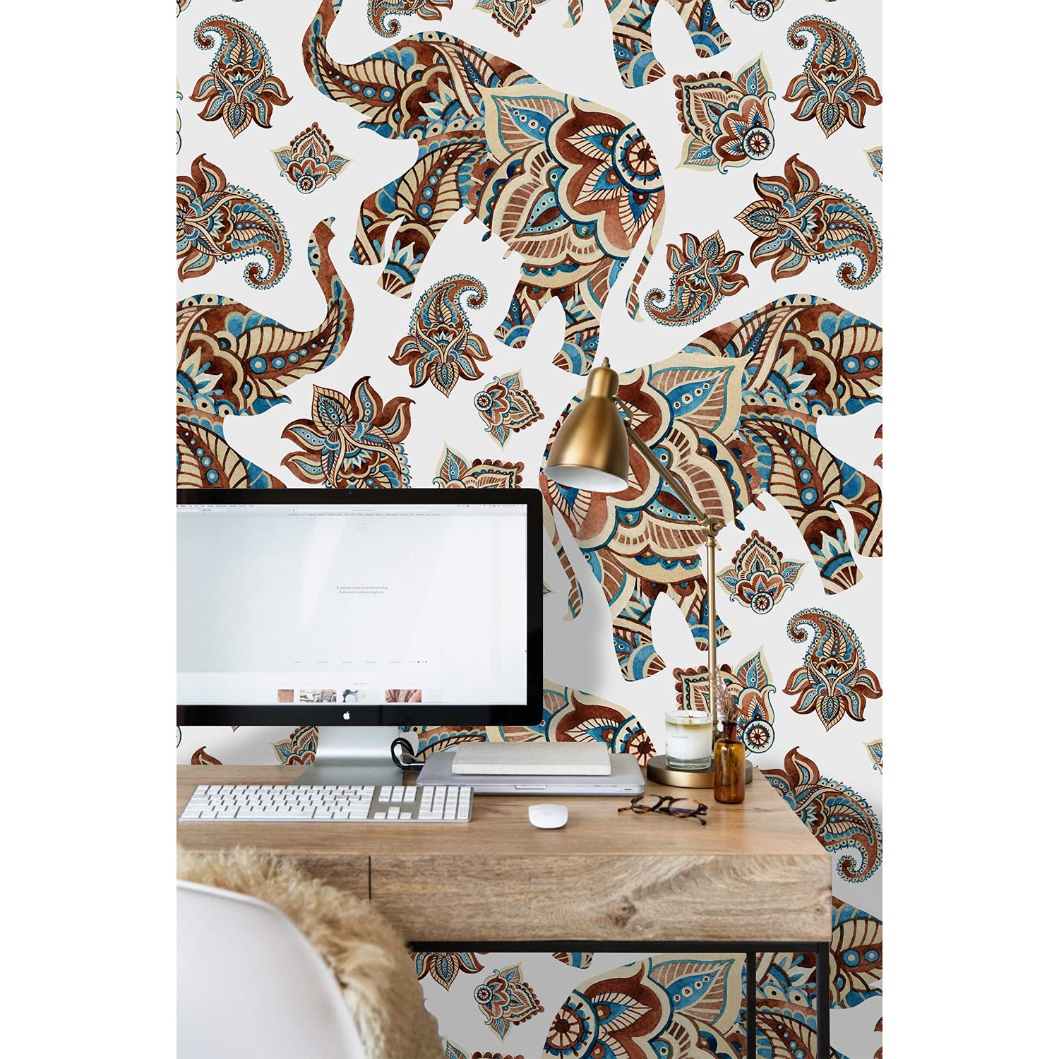 Décoration murale éléphant ethnique pour créer une ambiance bohème au salon