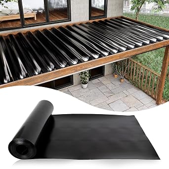 Muzata 1PCS 50FT Black Under Deck Drainage System Trough HDPE Waterproofing Membrane Fit for 16 Joist Spacing M081
