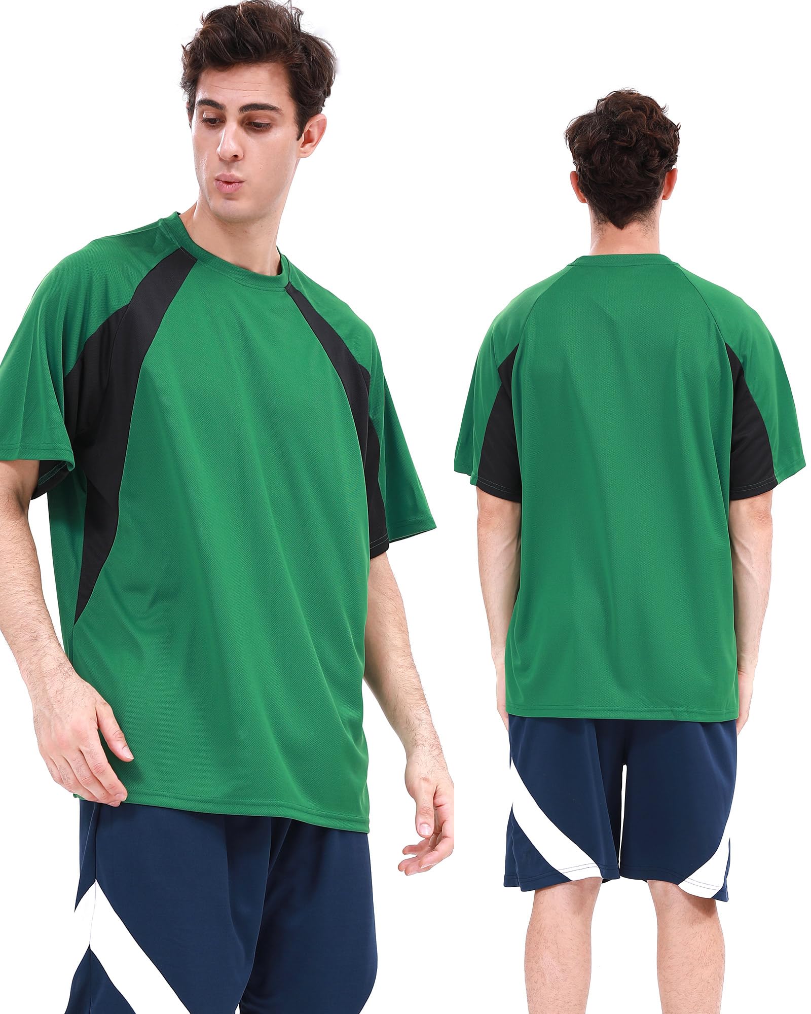 Paquete de 6 camisetas activas de secado rápido con cuello redondo para hombre [3 cortas + 3 mangas largas] para correr, gimnasio, entrenamiento, protección solar