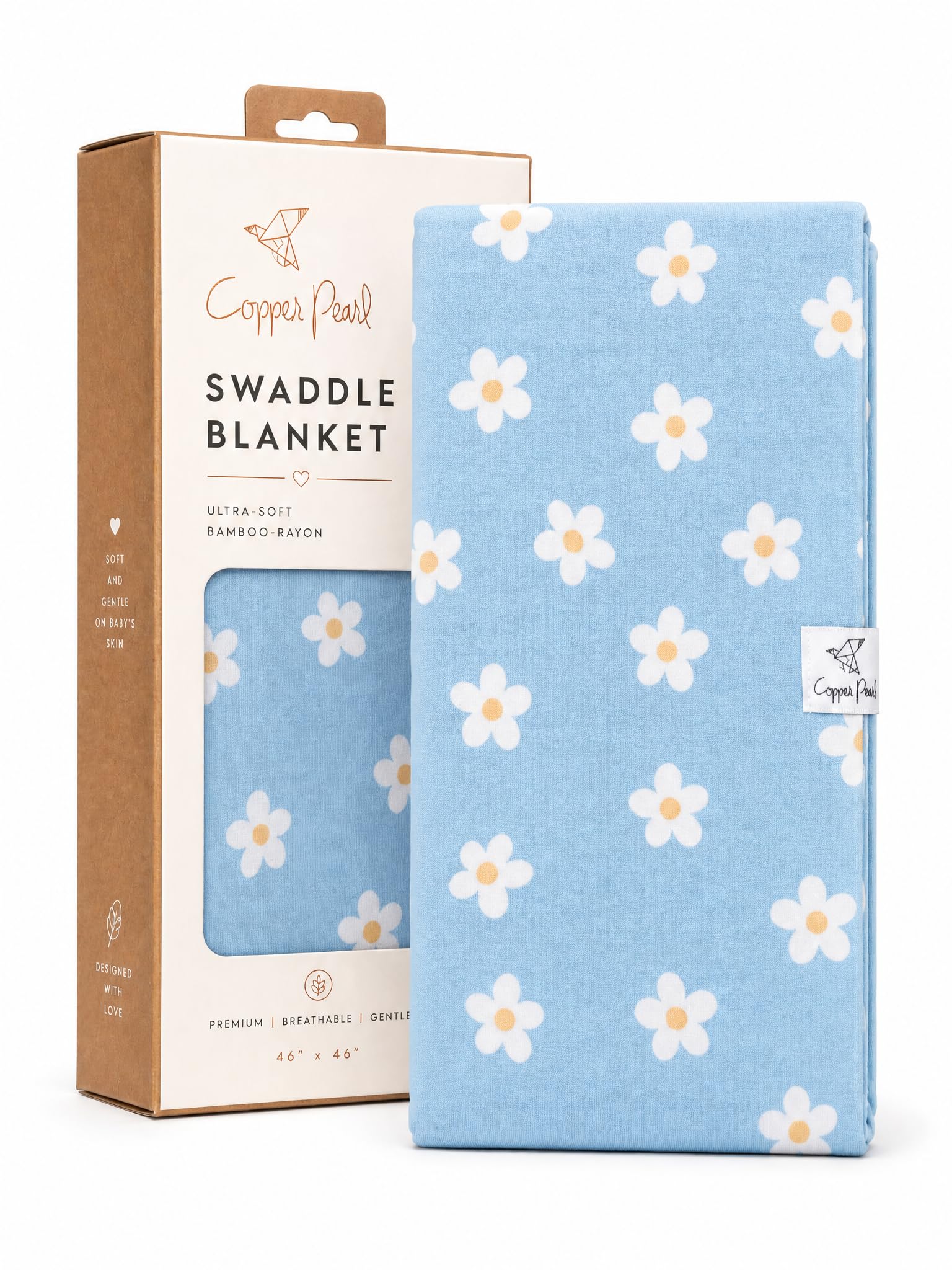 Copper Pearl Swaddle Blankets for Newborns | Soft Stretchy Receiving Blankets for Boys and Girls | Large 46 x 46 Inch Baby Blankets | Lightweight and Breathable Swaddles | Della