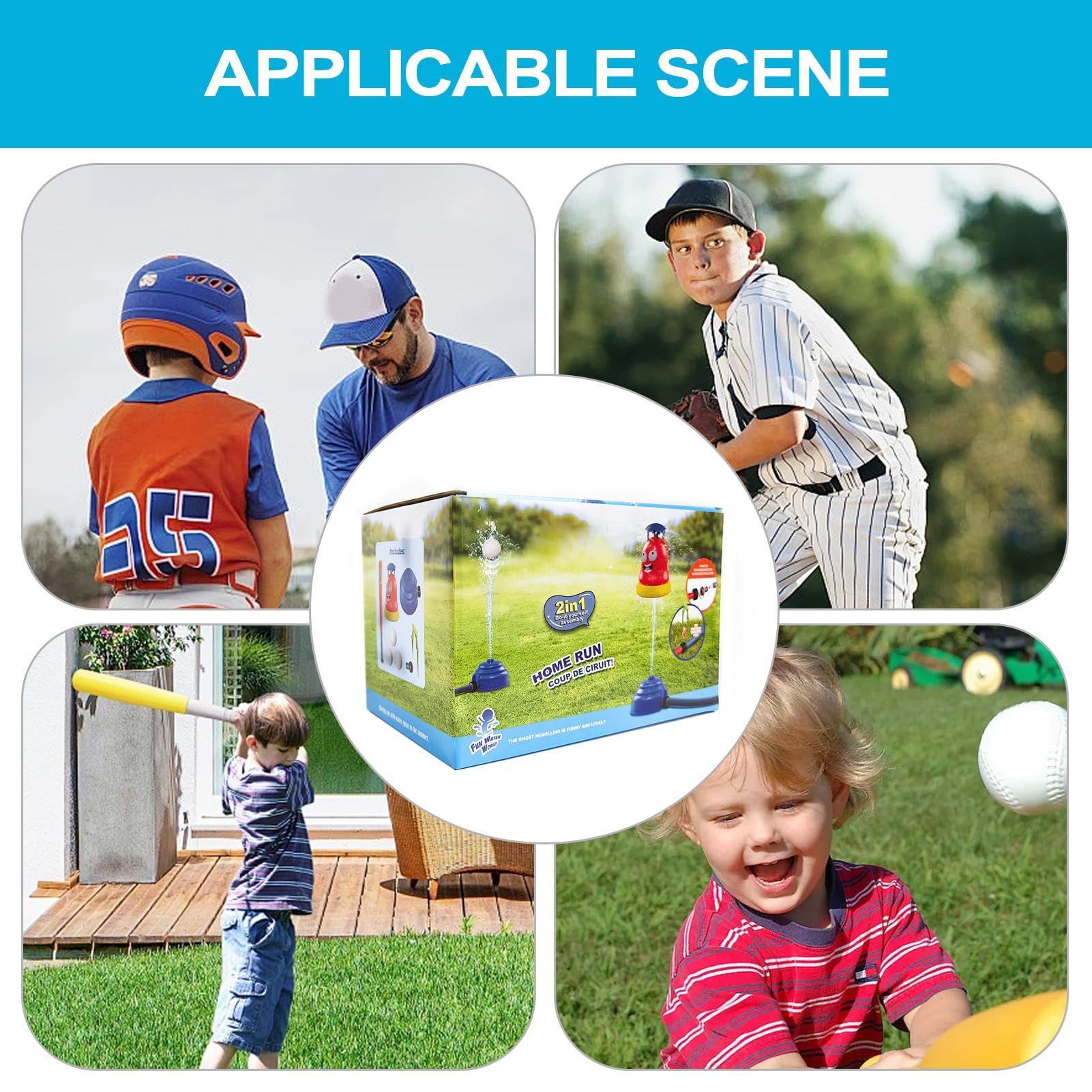Arroseur Baseball Enfant – 3 Buses, Batte Télescopique, 3 Balles – Pompe à Eau Jardin été – Dès 3 Ans