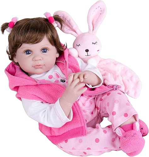 Milidool Muñecas de bebé Reborn realistas, muñeca de bebé de silicona realista de 22 pulgadas, cuerpo suave, muñeca recién nacida con accesorios de