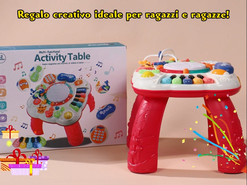 VTech Tavolo MultiAttività - GiocaImpara, Tavolo con Giochi Educativi per Bambini, Giocattolo con Forme e Xilofono, Gioco Interattivo con Tante Attività, Lingua Italiana, Batterie Incluse, 9-36 Mesi