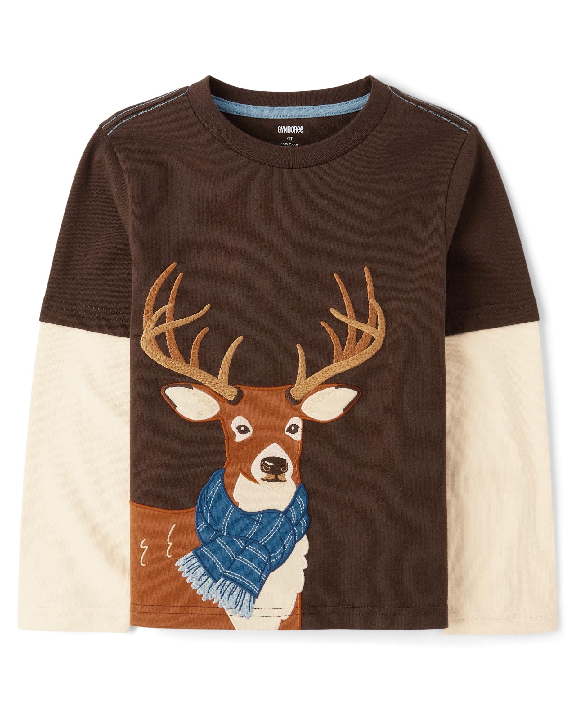 Gymboree Boys and Toddler Embroidered Graphic Long Sleeve Layered T-Shirts