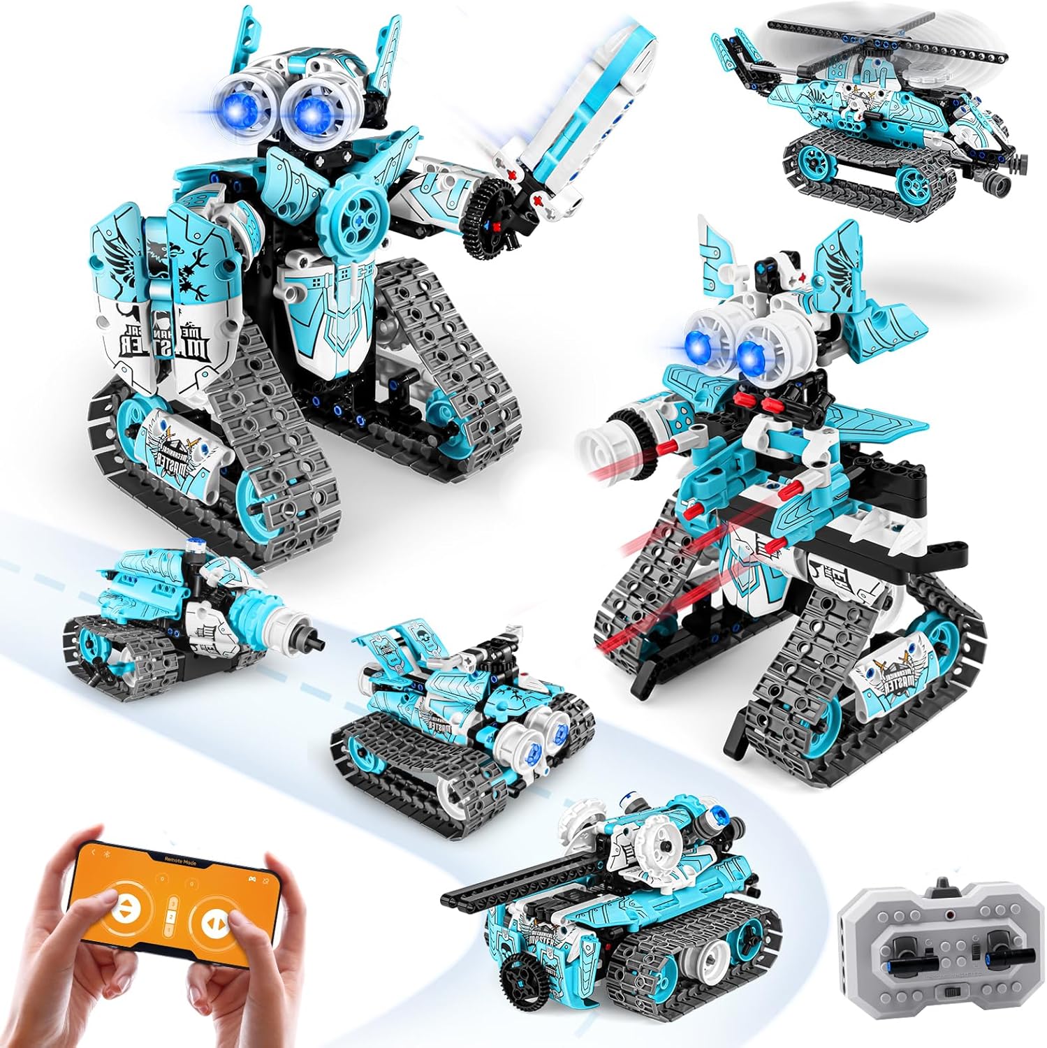 Amy & Benton STEM Robot Building Kit with App & Remote Control, 5 in 1 Programmable RC Robotics Kit for Kids Age 6 7 8 9 10 11 12-14, STEM Building Toys Educational Science Gift Teen Kids Boys Girls