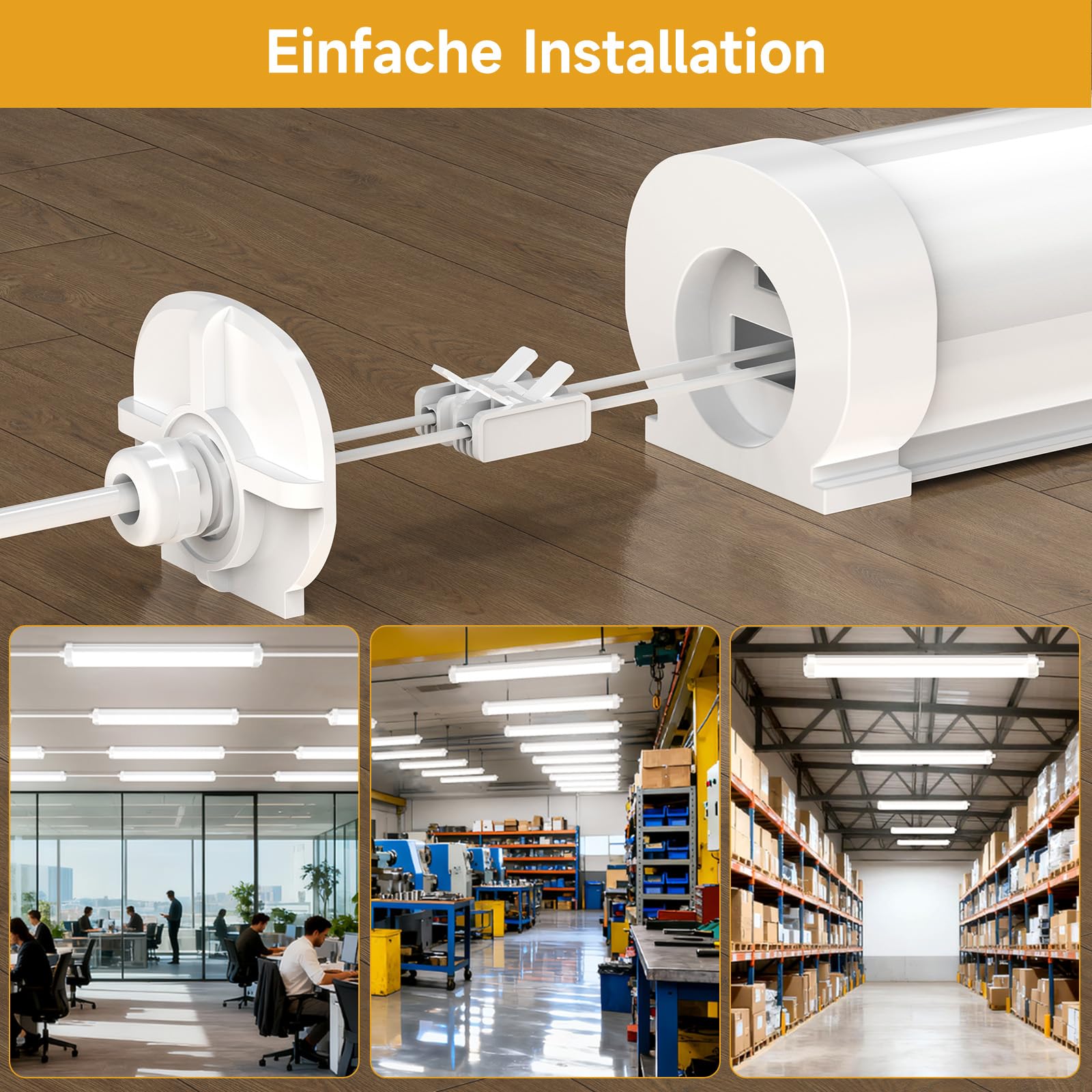 2er Pack LED Feuchtraumleuchte 120cm 36W 4500lm 4000K Neutralweiß IP65 wasserdicht verknüpfbar (bis zu 20 Leuchten) Wannenleuchte für Werkstatt, Keller, Garage