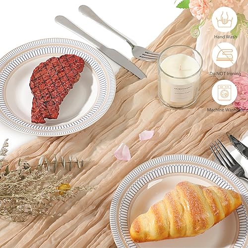 Miniatura 4 de Paquete de 6 caminos de mesa de estopa, mantel de boda de 10 pies, romántico, bohemio, transparente, de 35 x 120 pulgadas, vintage, despedida de