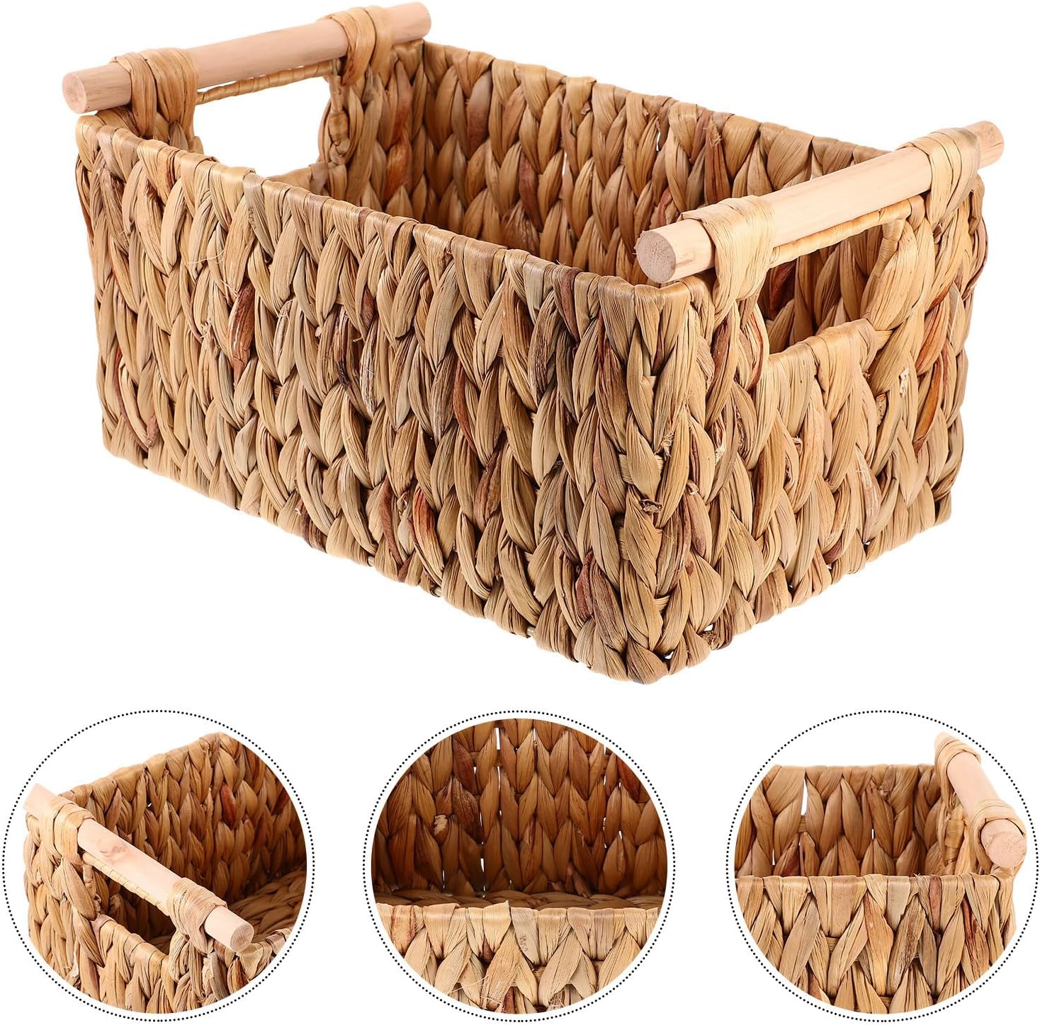 Hyacinth Woven Storage Basket for Desktop Organization with Handle