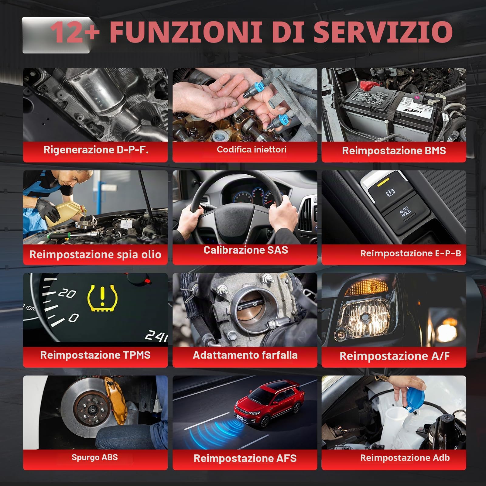 LAUNCH CRP129i V3 OBD2 Auto Diagnostica, 4 Sistemi Diagnosi Auto Professionale in Italiano,12+ Resets (Oil/DPF/ABS/SAS/Brake/BMS/TPMS/Injector/AFS/Throttle Calibration),CAN-FD&DOIP, Aggiornamento WiFi