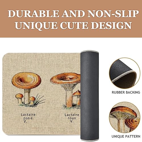 Miniatura 7 de Mloabuc Juego de 2 alfombras de cocina con diseño de hongos y flores para piso, antideslizantes, lavables, delgadas, alfombra de cocina,