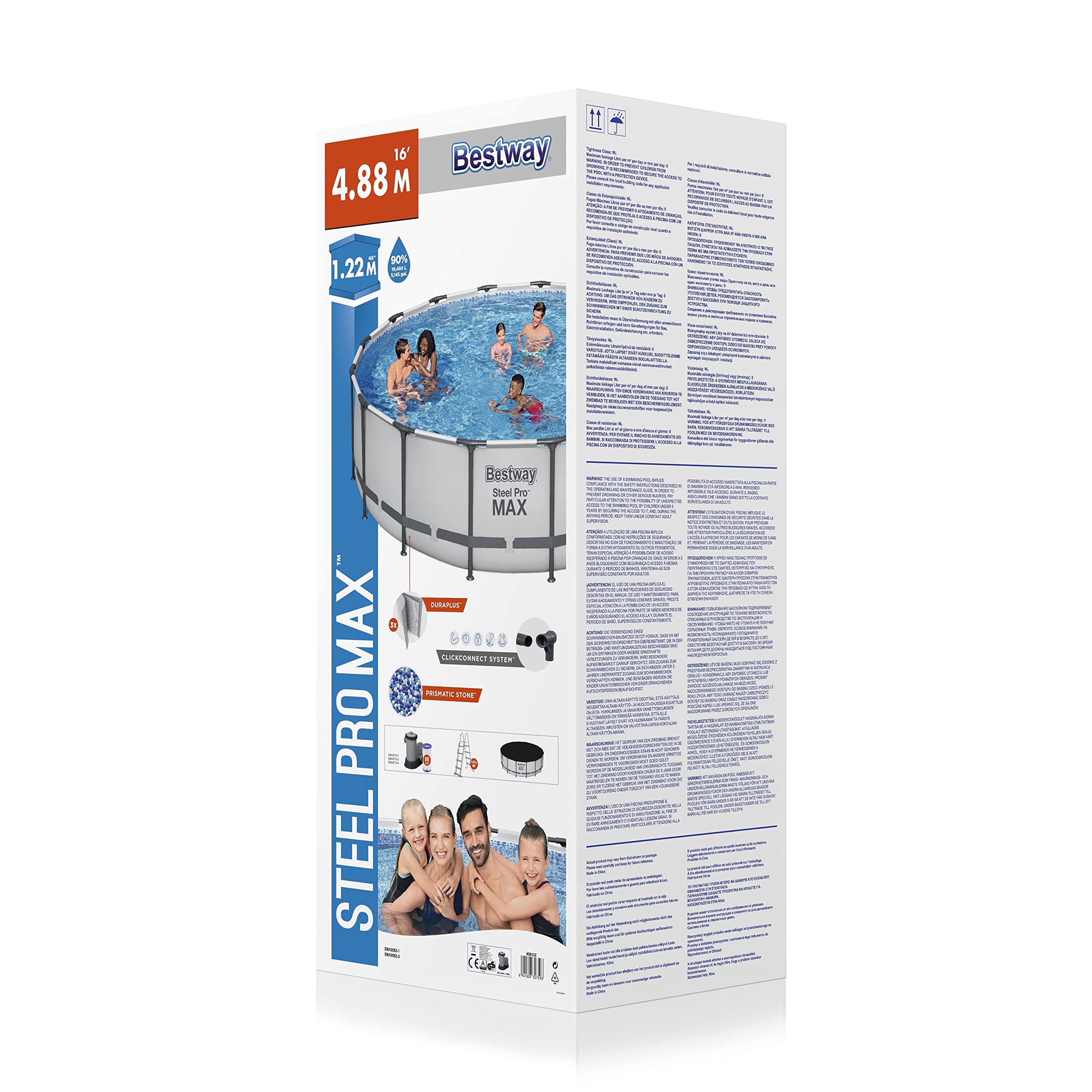 Bestway Steel Pro Max Pool-Set, rund, 4,88 m x 1,22 m