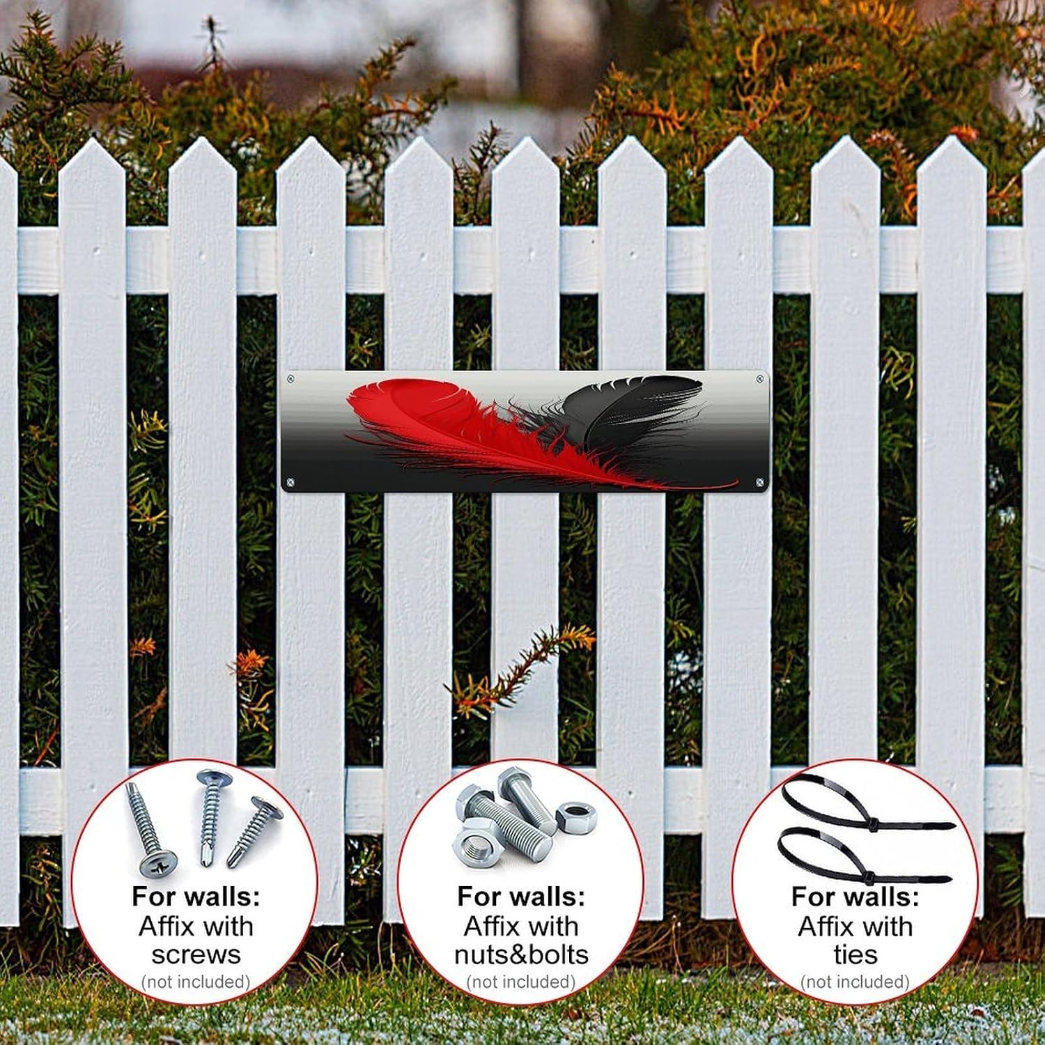 Red And Black Feather Wall Decor Aluminum Poster Sign image 4
