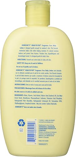 Miniatura 2 de Johnson's Baby Head To Toe - Loción para bebé, sin fragancia, 15 onzas
