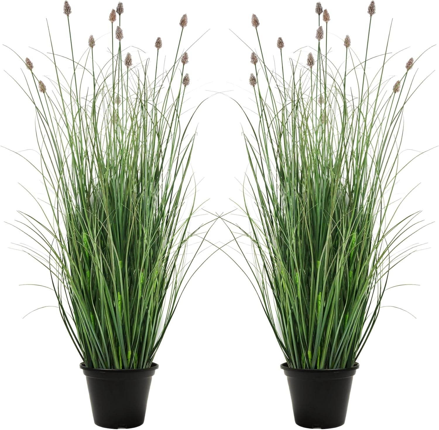 3FT / 4FT Extra Lush Artificial Plant (2pcs), Luxury Fake Tall Plants with Pot, Luxury Faux Tall Greenery with Dogtail for Garden Porch and Home Decor (Gray, 3FT)
