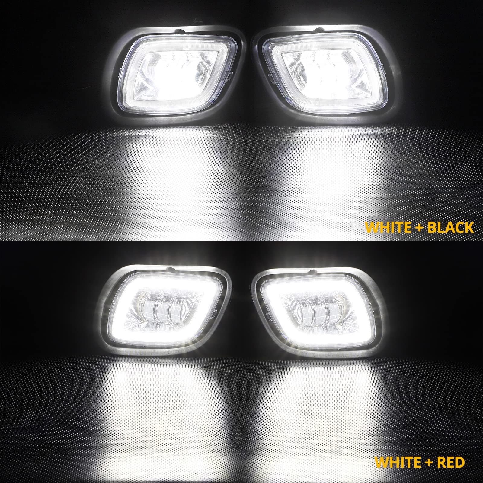 Partsam Pair Fog Lights Lamps with LED Halo Ring for Freightliner Cascadia 2008-2017 Clear Lens White Light/w Plug/12V