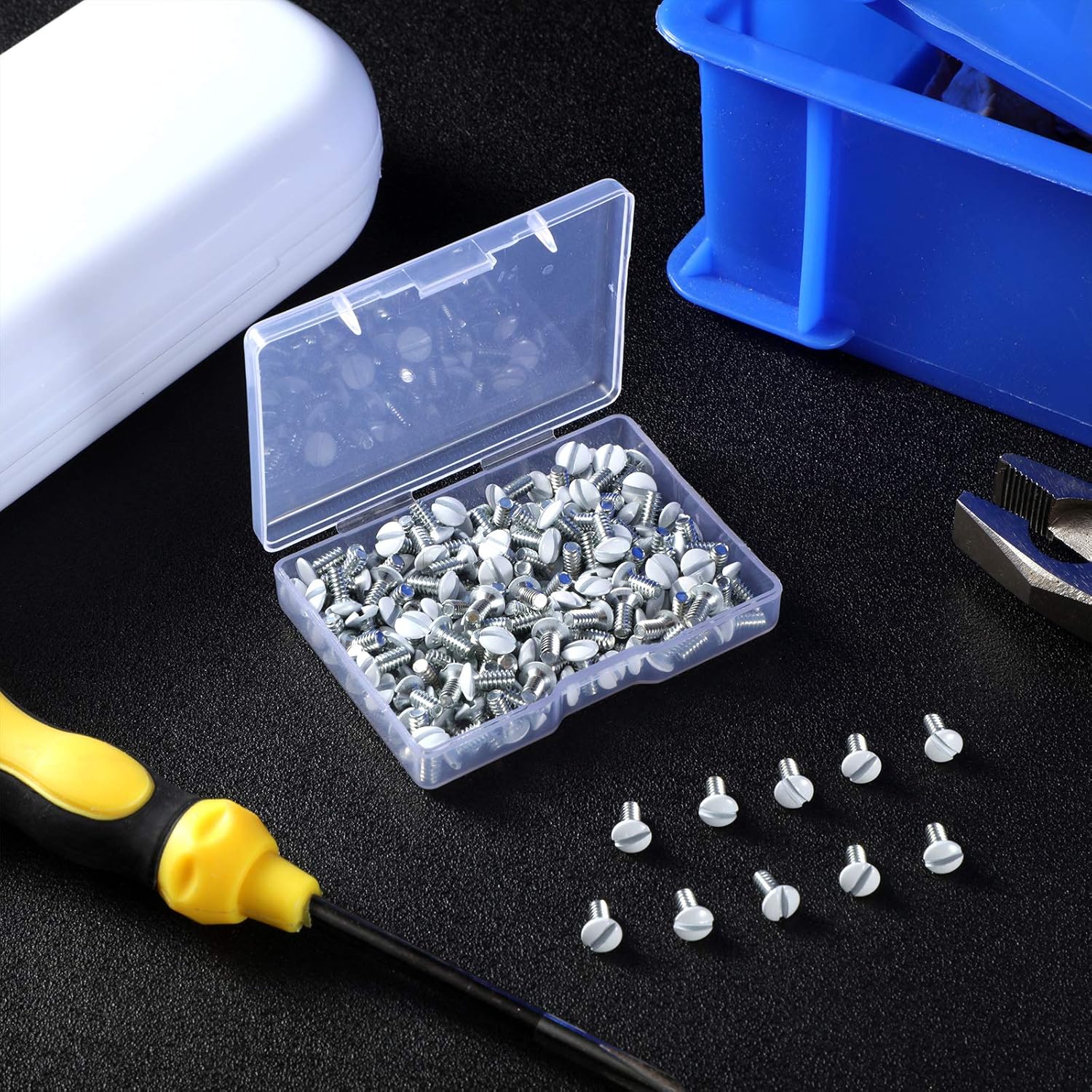 Hotop 120 Pcs Wall Plate Screws Outlet Cover Screws 5/16 Inch Long 6-32 Thread Socket Oval Head Replacement Socket Milling Slot for Wall Light