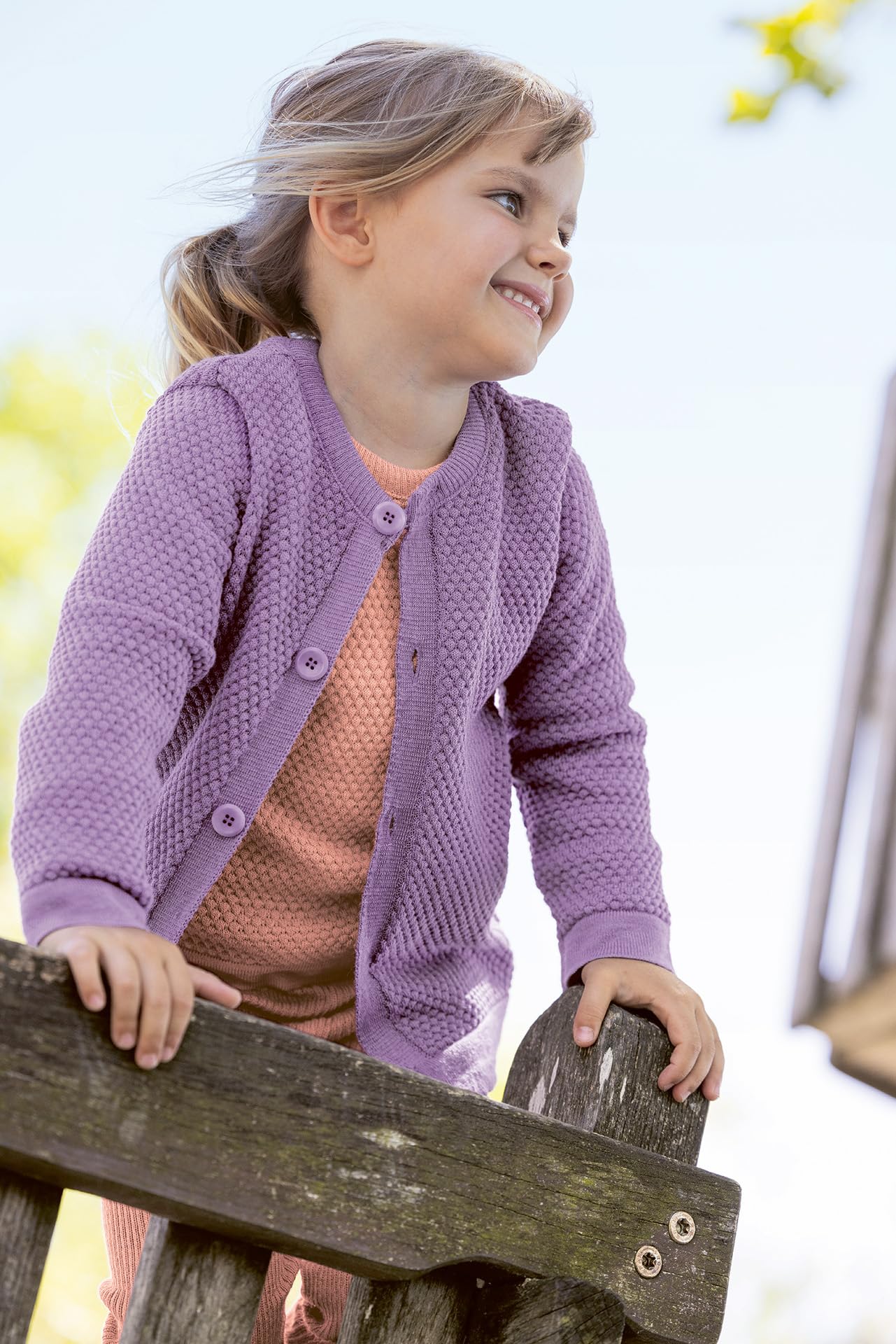 Disana WABENSTRICK-Jacke Kinder Sommer-Jacket | 100% Bio-Merinowolle | Frühjahr Sommer Herbst | Knopfleiste | Baby Kleinkind Kind Unisex | Made in Germany | GOTS IVN Zertifiziert