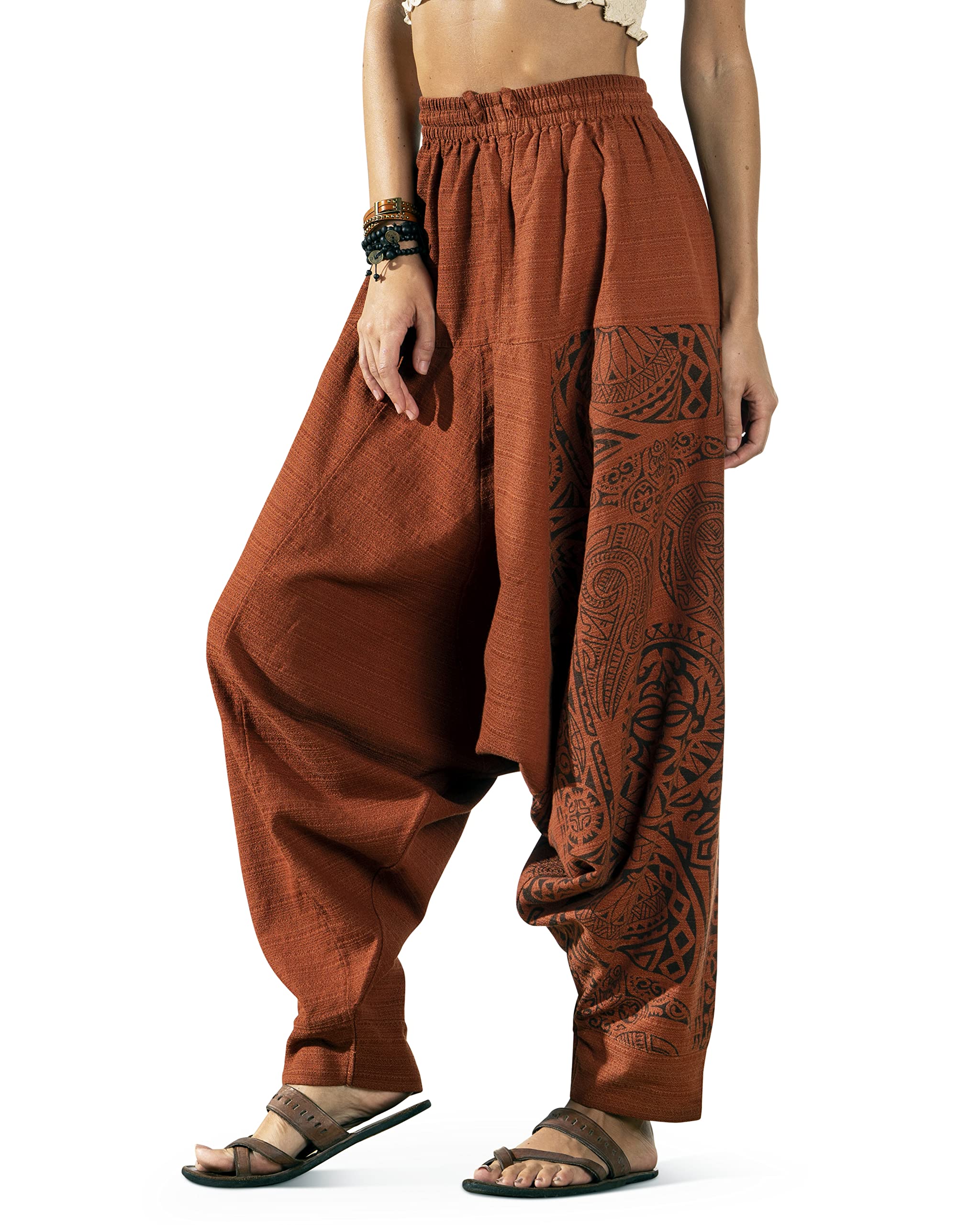 The Veshti Company Women's Printed Harem Pants - Boho Yoga Baggy Pants with Elastic Waist & Drawstring, Hippie Lounge Pants