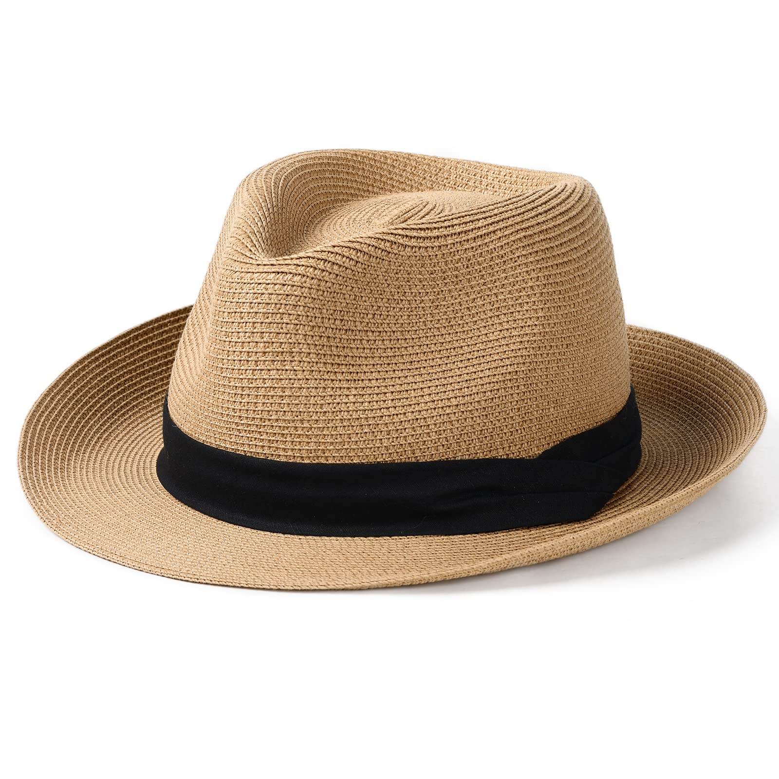 FURTALKPanama Fedora Sun Hats for Men Women Summer Packable Short Brim Roll Up Straw Beach Hat