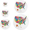 Colorful USA Map with States and Capital Cities on White Reusable Round Food Covers, 5 Sizes Elastic Food Storage Lids, Polyester Bowl Covers, Elastic Wraps for Cups Bowls Plates Pots