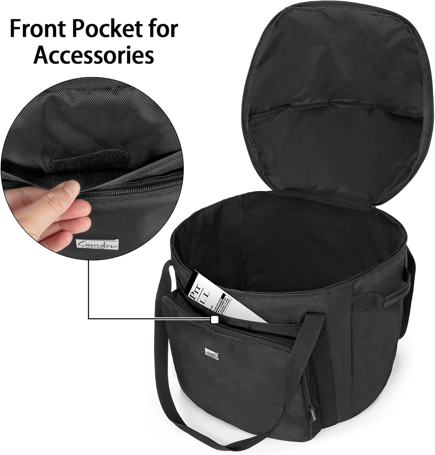SAMDEW Portable Grill Carry Bag Compatible with Weber Jumbo Joe 18 Inch Charcoal Grill, Grill Cover Compatible with Jumbo Joe 18 in Portable Grill, with Pocket and Handle, Bag Only (Patented Design)