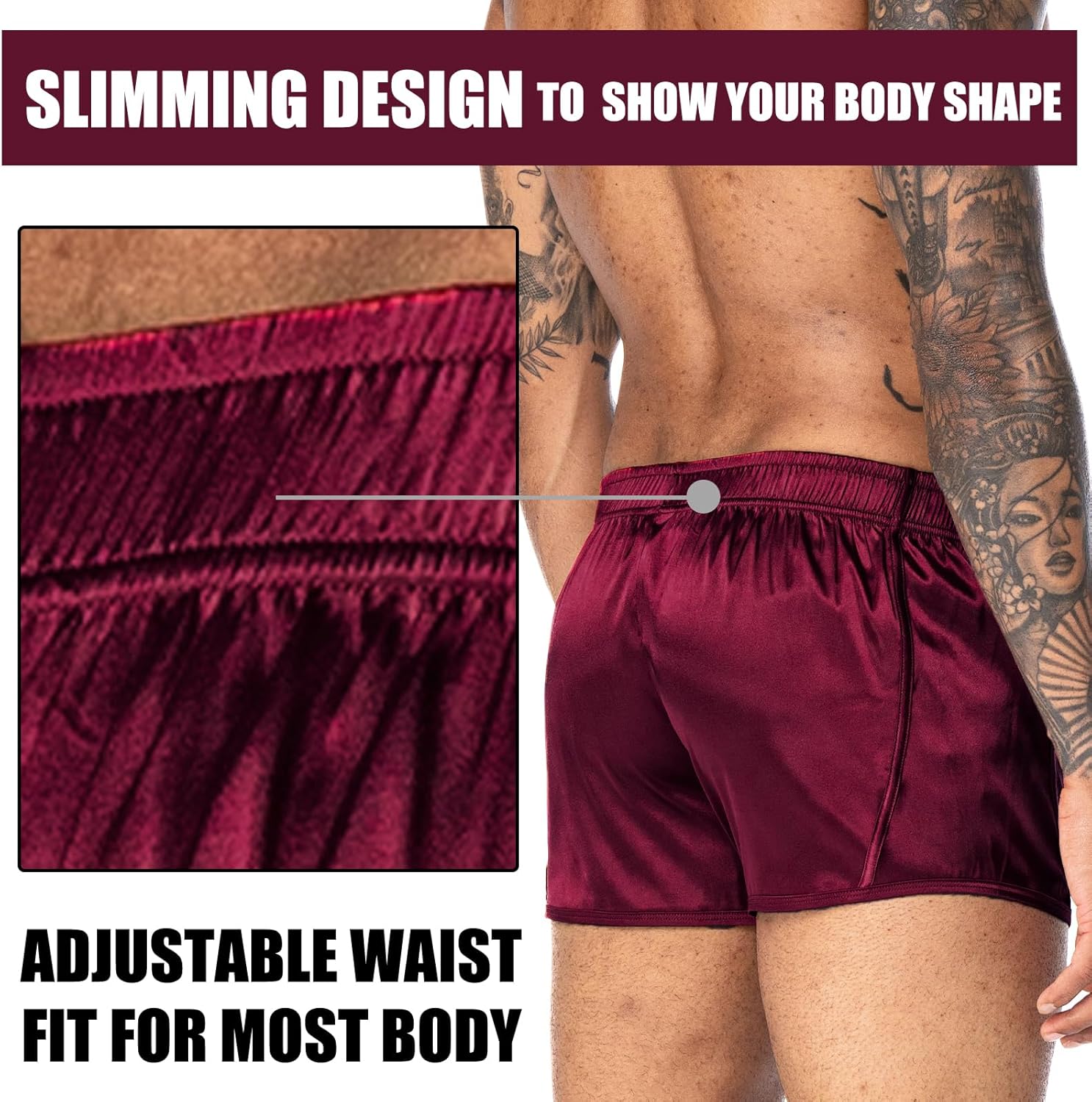 Men's 3 inch Satin Boxers Silk Satin Sleep Lounge Shorts Pajamas Bottom - Image 5