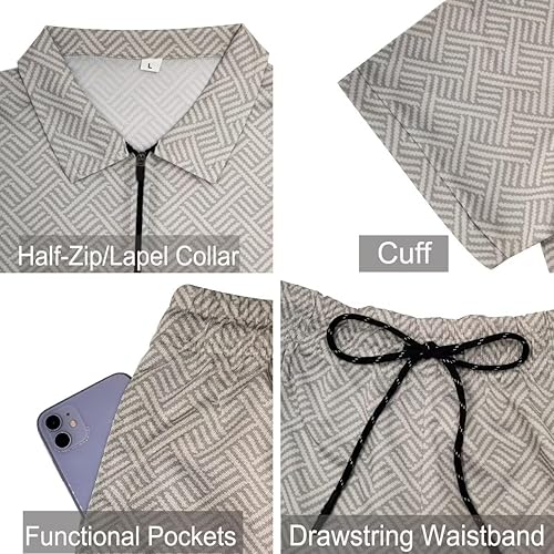 Miniatura 4 de BIRW Conjunto deportivo de 2 piezas para hombre, conjunto de pantalones cortos de verano de moda, camiseta polo casual de manga corta y pantalones