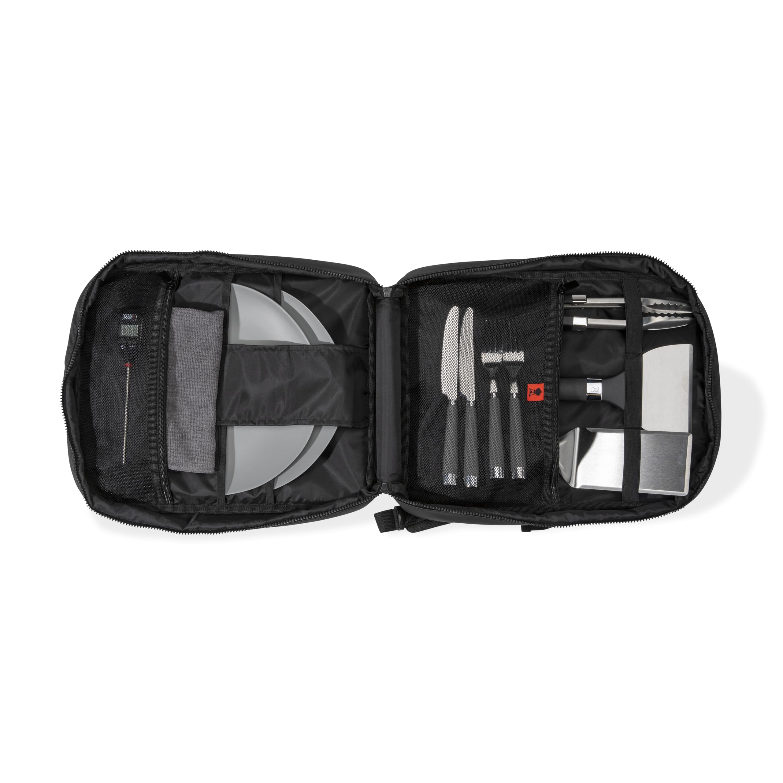 Weber Zaino portatile | borsa impermeabile per utensili BBQ, scomparti per piatti e altro, cinghie regolabili, nero, 38x30,5x7,6 cm