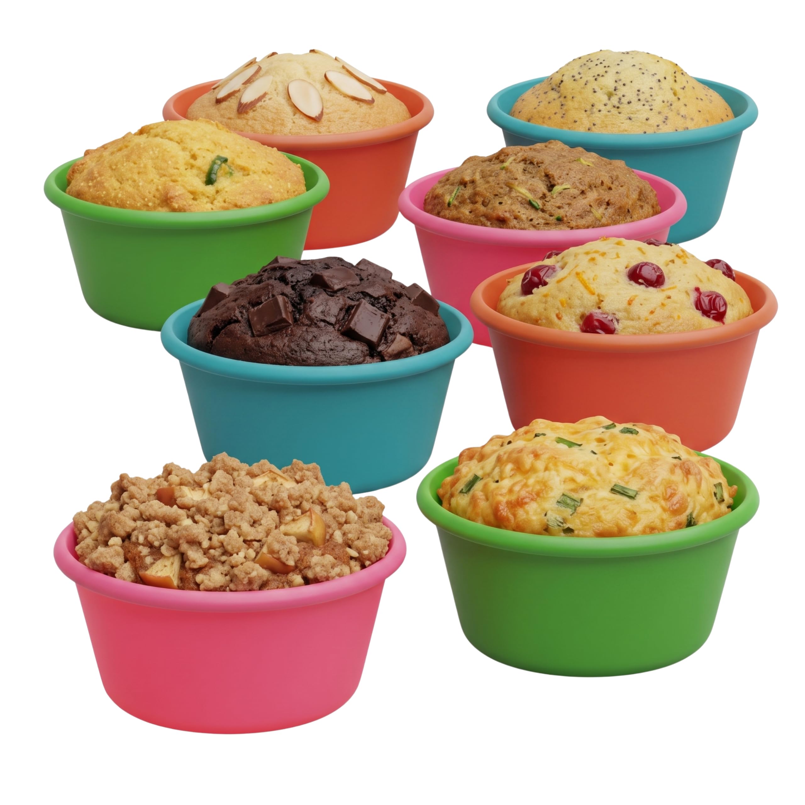 Bakerpan Silicone Reusable Muffin Liners for Baking, Non-Stick, Set of 8