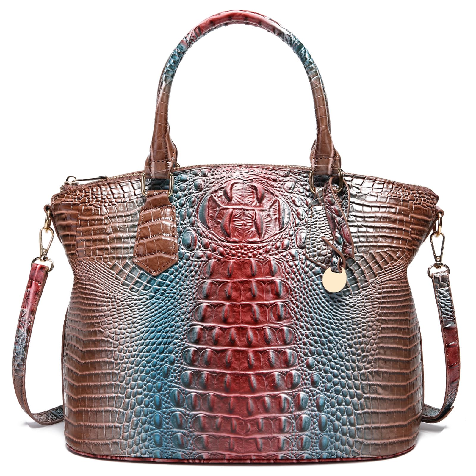 Makcr Joacbv Crocodile Handbag for Women, Satchel Purse with Shoulder Strap | Embossed vegan leather tote with a bold crocodile-pattern texture, rich color depth, dual top handles, and a roomy interior.