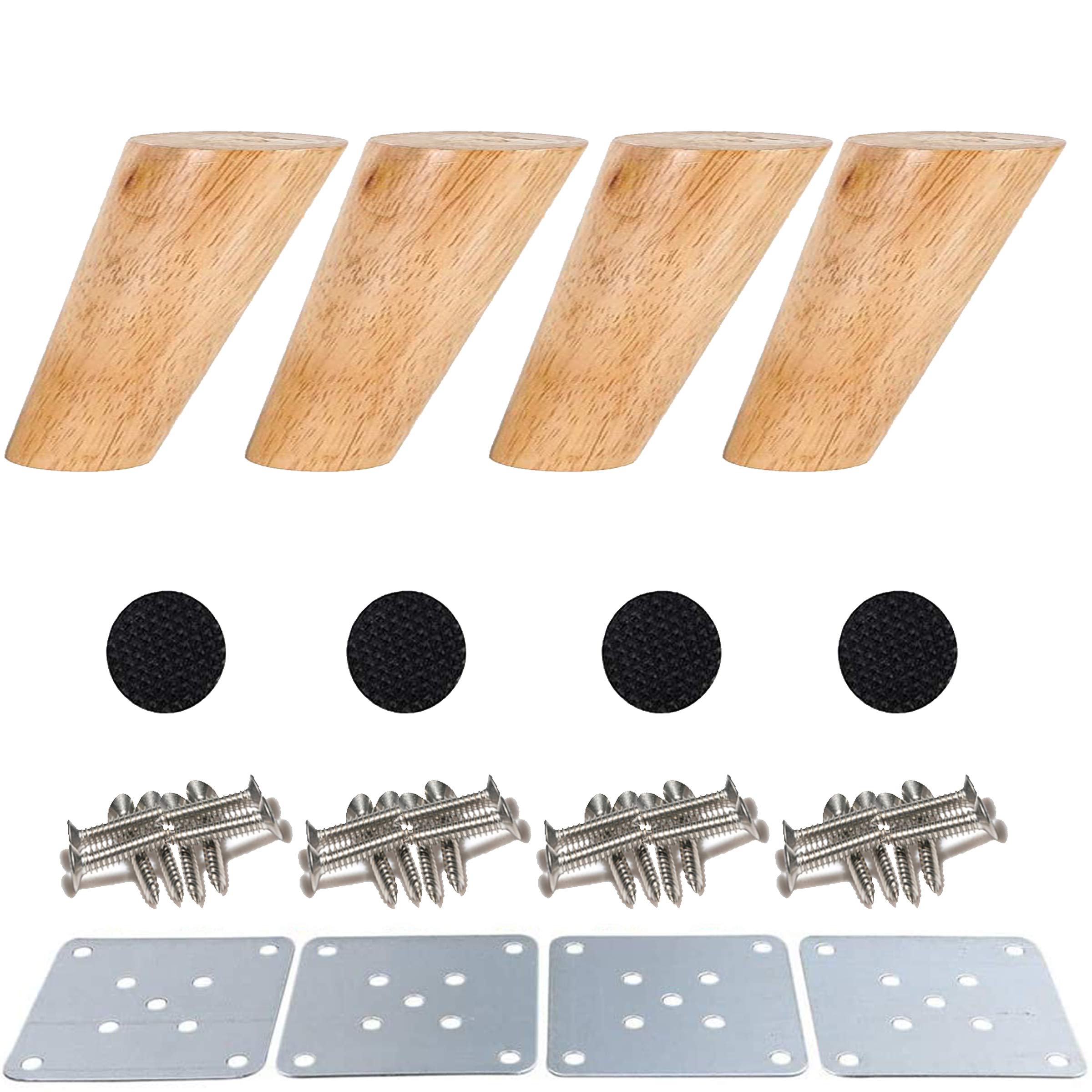 Drenky 4 Pcs 8cm Wooden Furniture Legs Solid Tapered Wood Table Legs
