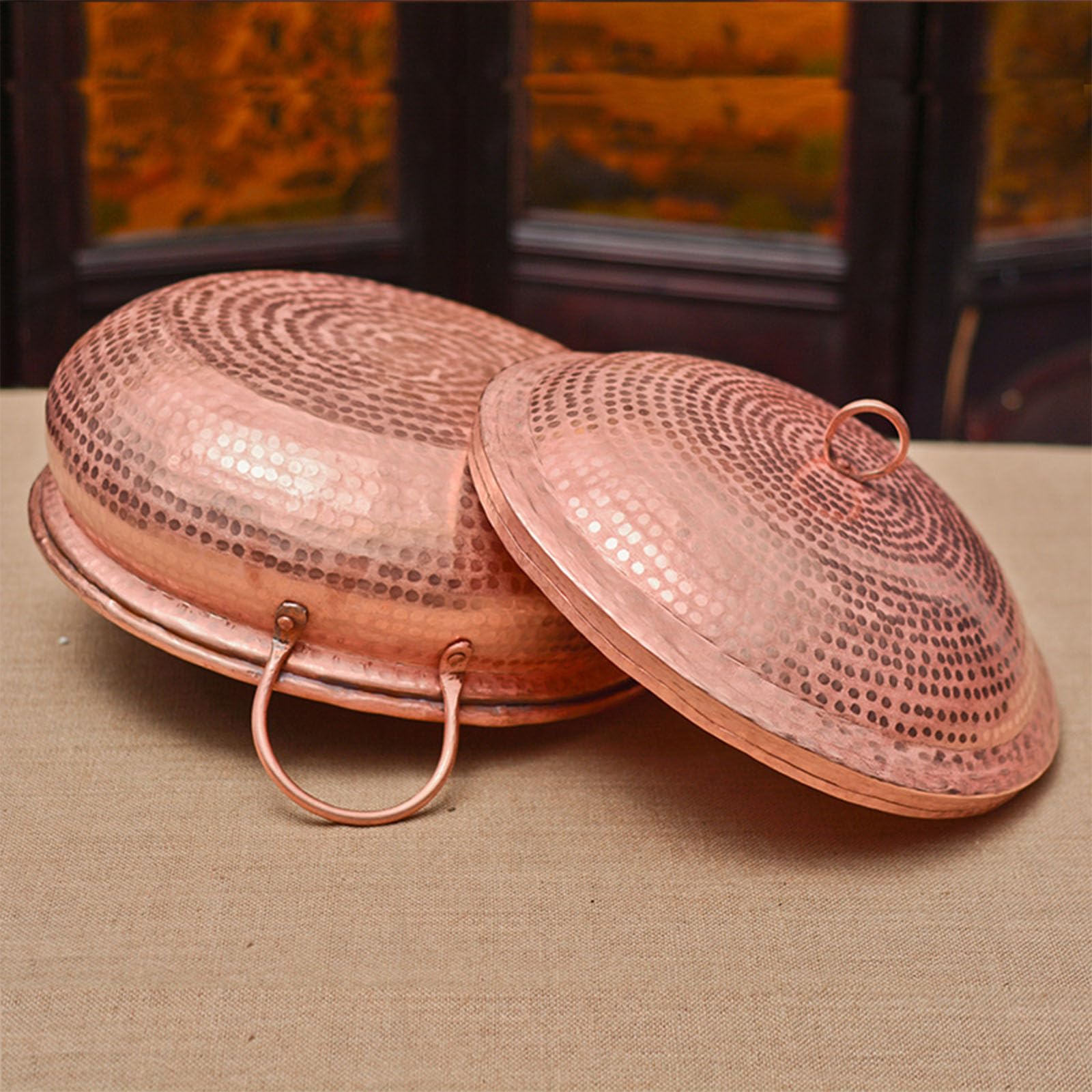 Pentola da cucina in puro rame da 25,9 cm, con coperchio, versatile per cucina gourmet, pentola e padella in rame artigianale, attrezzatura essenziale da cucina