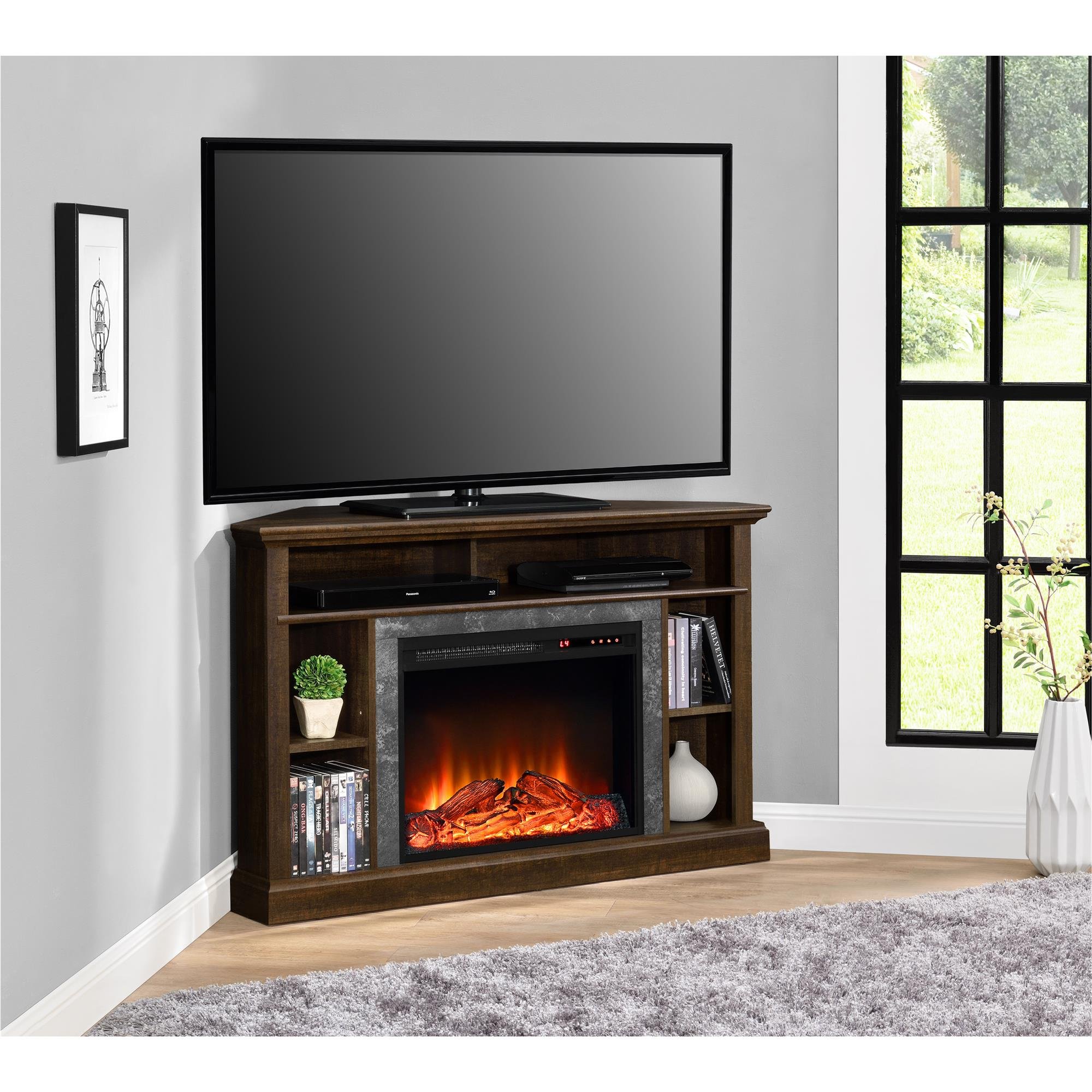 Amazon.com: Ameriwood Home Overland Electric Corner Fireplace for TVs up to  50 Wide, Espresso : Home u0026 Kitchen