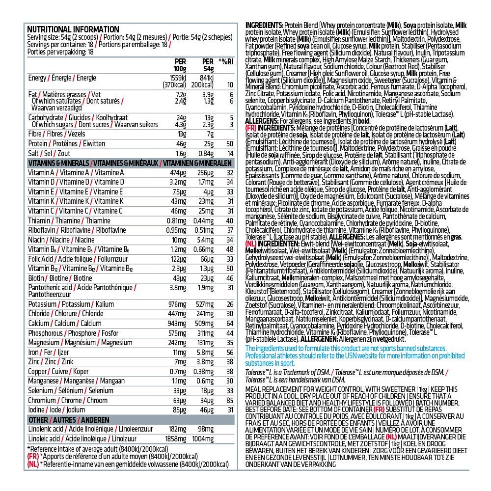USN Diet Fuel Strawberry UltraLean 1 kg Weight Control & Meal