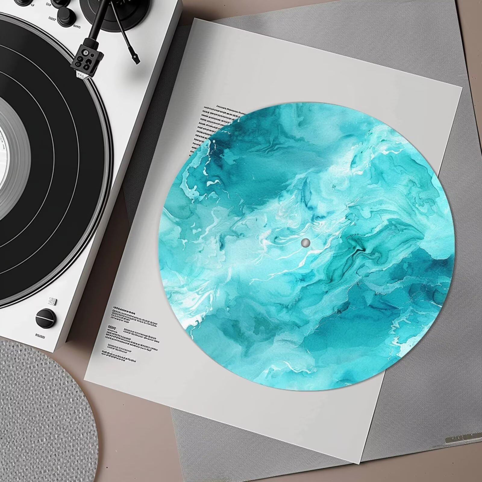 Alfombrillas de mármol antiestáticas para tocadiscos, reduce el ruido, polvo, tocadiscos, alfombrilla de goma para tocadiscos de vinilo vintage de 12 pulgadas