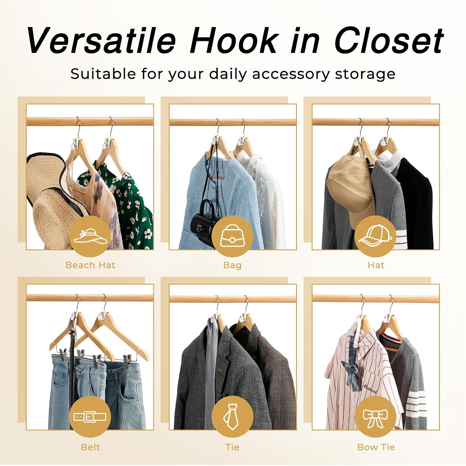 HOUSE DAY Space Saving Hanger Hooks 60 Pack, White Clothes Hanger Connector Hooks, Heavy Duty Hangers Hook Space Saver, Sturdy Hanger Connector Hook, Premium Cascading Hangers for Closet image 3