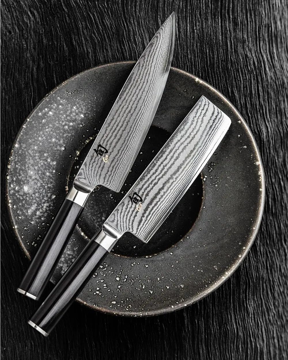 KAI Shun Classic set di coltelli da cucina giapponesi 2 pezzi - Coltello multiuso lunghezza lama 15 cm + Coltello da officina lunghezza lama 9 cm - Coltelli damascati 32 strati VG MAX Core - 61 (±1)