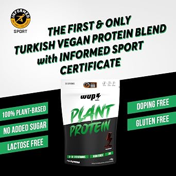WUP Plant Protein, B1-B6-B12, Çinko, Yüksek Lif, Kakao, Çikolata, Bitkisel Protein, 600 gr 20 Servis