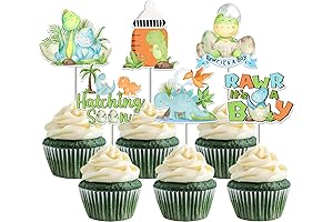 JOYMEMO Dinosaur Baby Shower Cupcake Toppers