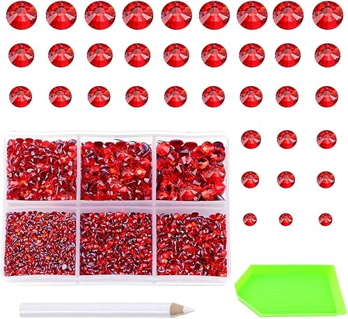 AD Beads 4500 piezas Hotfix Rhinestones parte trasera plana 6 tamaños (0.079-0.236in) Cristal redondo gemas de cristal con pinzas y diamantes de AD Beads 4500 piezas Hotfix Rhinestones parte trasera plana 6 tamaños (0.079-0.236in) Cristal redondo gemas de cristal con pinzas y diamantes de