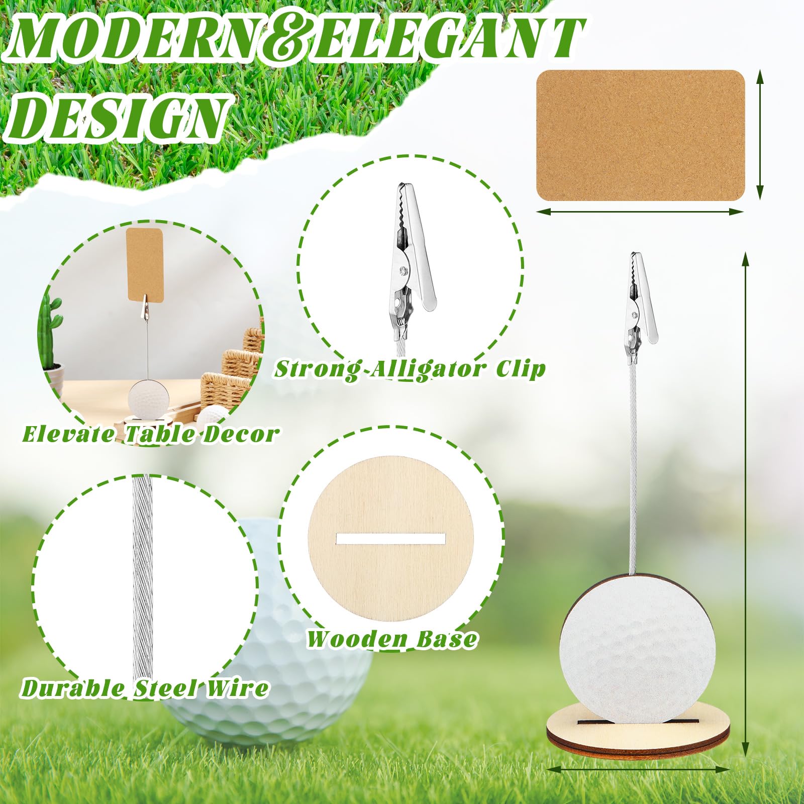 Funnymoom 20 Stück Golf-Basis, Memo-Cliphalter, Tischnummern, Kartenhalter, Ständer, Notizen, Büroklammern, Golf-Mittelstücke für Tisch, Golf, Party, Gastgeschenke, Fotoständer für Golf, Party,