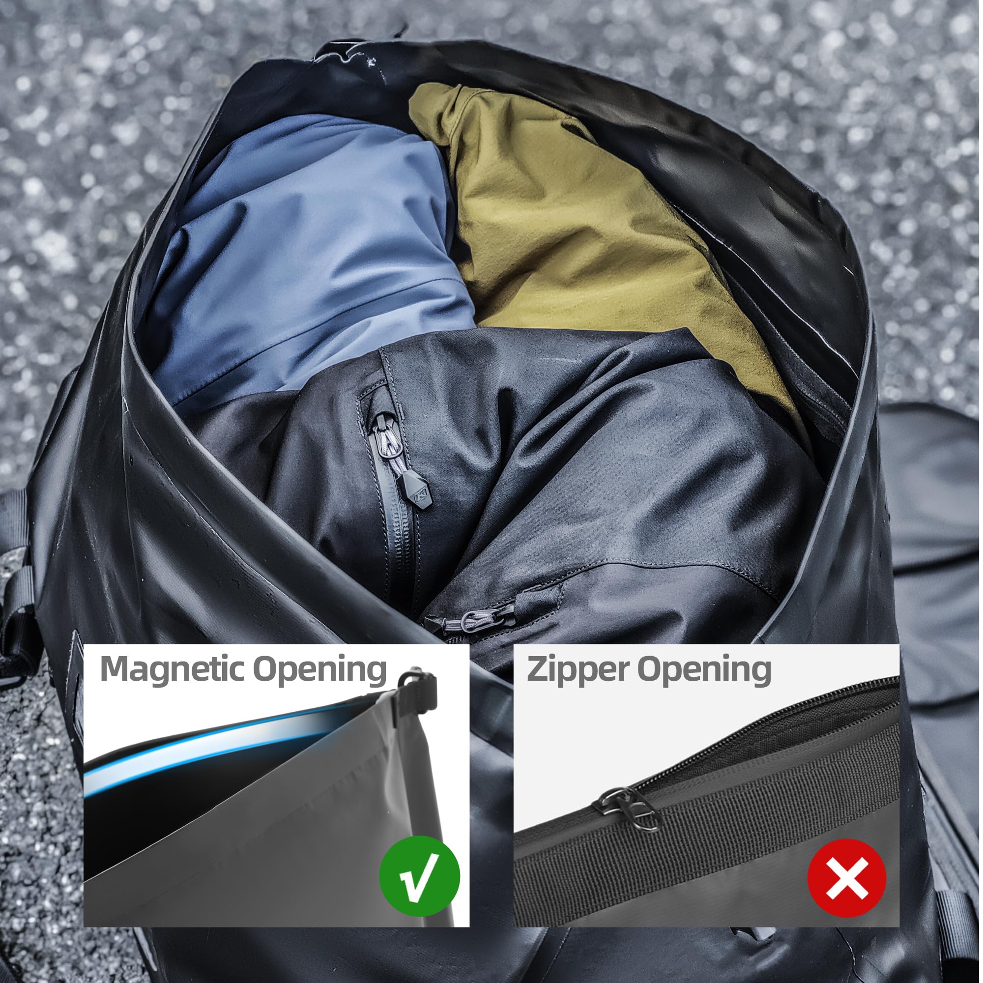 Borsa posteriore per moto, impermeabile, 20 l/40 l/65 l, rolltop, sedile posteriore, borsa da viaggio per moto e uso quotidiano (40 l)