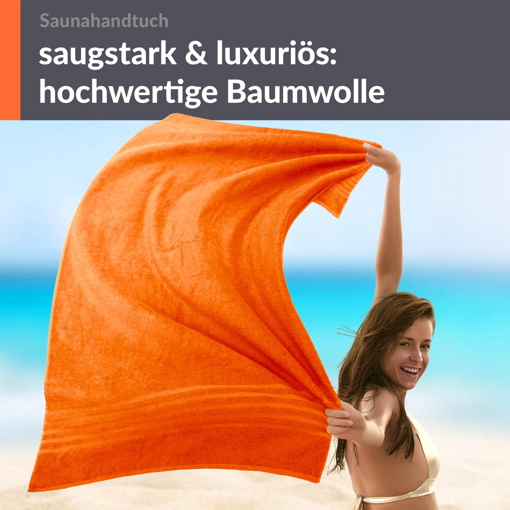 Lashuma Serviette XXL 85x200 cm, Drap de Bain Clémentines - Orange, London Serviette de Sauna