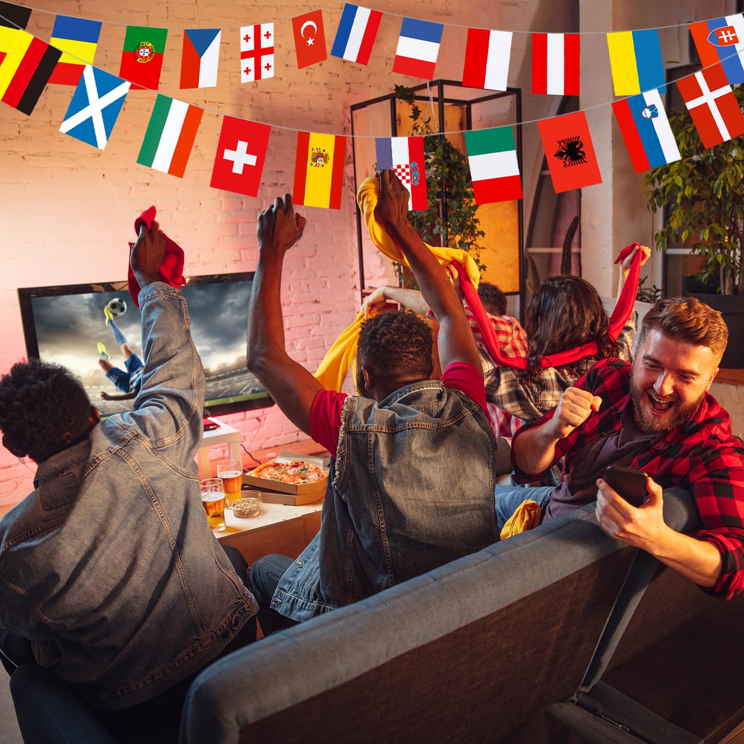 Decoraciones para fiestas de Eurovisión Decoraciones Euro 2024 Banderines Euro 2024 Banderas de 24 países - 26 pies para suministros para fiestas de Eurovisión (14 x 21 cm)